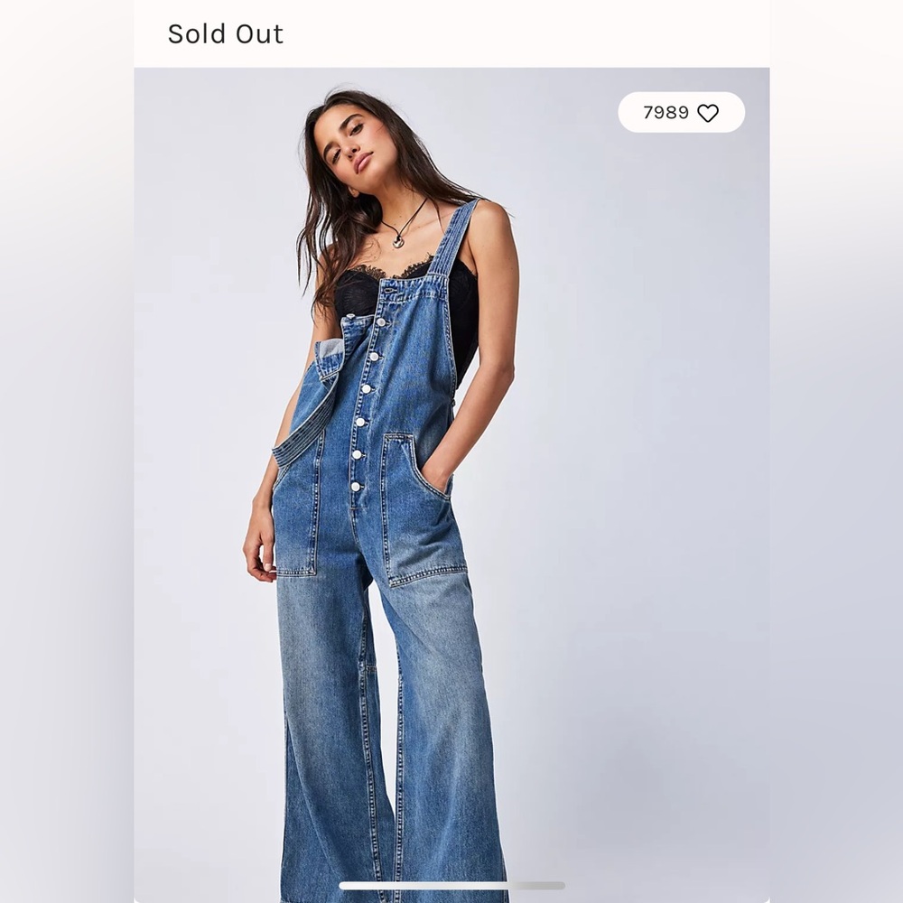 We The Free Field of Flowers Blue Denim Women's Overalls